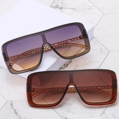 China Fashion sunglasses 2022 fashion ladies chain street shooting tide sunglasses box net red personality one-piece glasses for sale