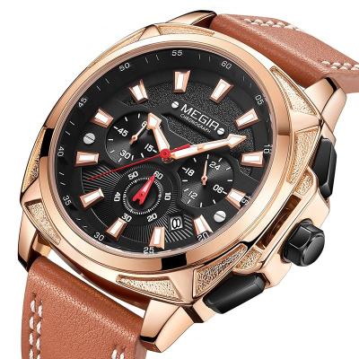 China 2022 Date Automatic Mens Top Brand Sports Watch Men's Luminous Waterproof Leather Strap Military Quartz Watch for sale