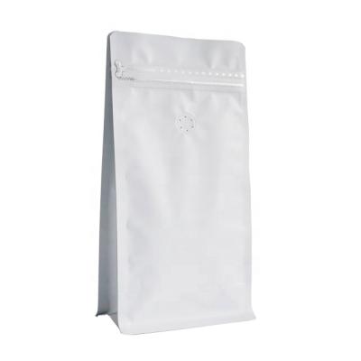 China Recyclable White Custom Plastic Bottom Lock Zip Up Pouch Biodegradable Block Food Packaging Matte Bag Biodegradable Holder For Coffee Beans for sale