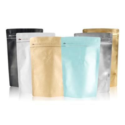 China Custom Printed Flat Bottom Recyclable Matte White Resealable Block Bag For Coffee Bean Packaging With Valve E-Zip for sale