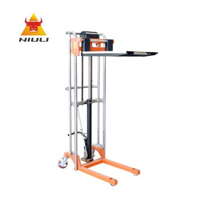 China Machinery Repair Shops NIULI Mini Hand Forklifts 400KG Height 1500MM Capacity Manual Hand Pallet Lifting Hydraulic Stacker for sale