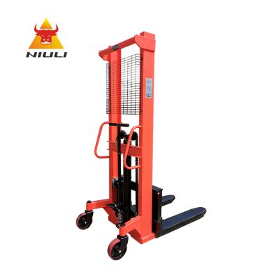 China NIULI Machinery Repair Shops Material Handling Appliance Hand Pallet Stacker 1 Ton Manual Type 1.6m Lift Height Stacker for sale