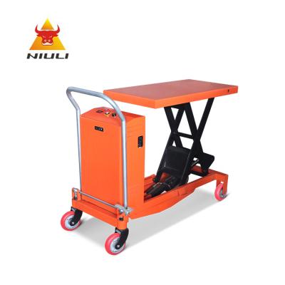 Китай Widely NIULI Hydraulic Electric Scissor Lift Table Truck Platform 350KG 500KG 800KG 1000KG Foot Pump Scissor Forklift Trucks продается