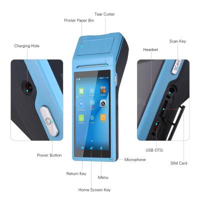 China Blue Black And White Color 8.1 POS Terminal Printer Android Mobile Android Mobile Systems Q2 for sale