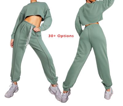 China Wholesale Women Tracksuit Joggers Anti-Static Sweatsuit Suits Set Hoodie Two Piece Set Casual Crop Sweatspant for sale