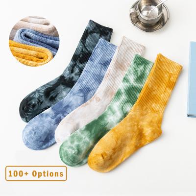 China New Sporty Link High Quality Dye Socks For Men And Women Fashion Unisex Colorful Skateboard Socks Sports Winter Cotton Socks for sale