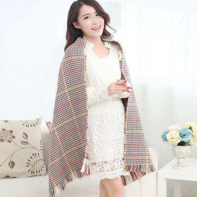 China Sunscreen Muti Islamic Colors Long Thick Woolen Cape Scarves Tassel Large Winter Plaid Tartan Scarf Acrylic Oversized Yarn Blanket for sale