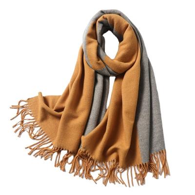 China Large Cashmere Woven Scarf Pashmina Cozy Soft Wrap Women's Warm Shawl Stole Woolen Thick Cape Solid Oversized Reversible Wraps for sale