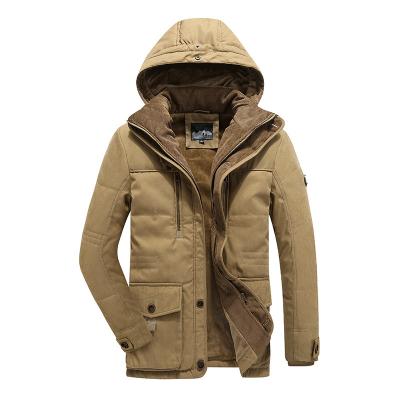 China Windproof Mens Plush Plus Size Cotton-Padded Jacket , Warm Padded Jacket Hooded Outdoor Padded Jacket for sale