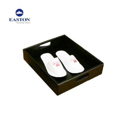 China Hotel Handmade Leather Desk Set Rectangle Leather Shoes Basket for sale