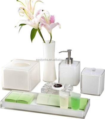 China Sustainable White Crystal Amenities Rack Set Hotel Balfour Bathroom Accessories for sale