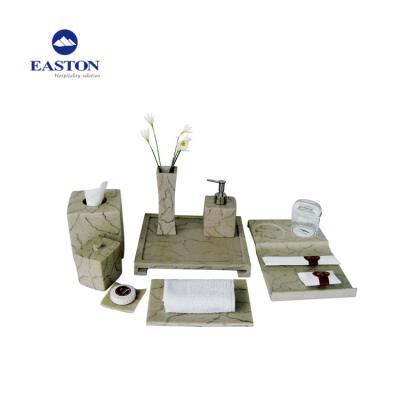 China Wholesale Hotel Sustainable Marble Balfour Rack Set Amenities Bathroom Sets Accessories for sale