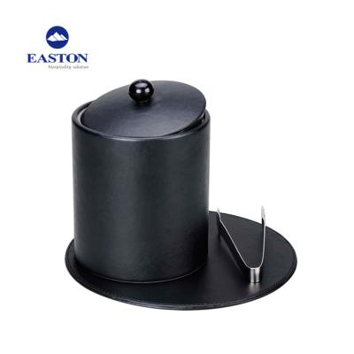 China Hotel Faux Leather Modern Single Layer Design Leather Ice Bucket for sale