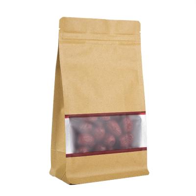 China Custom Moisture Proof Heat Sealed Stand Up Mylar Zipper Doypack Food Packaging Kraft Paper Bag With Window for sale