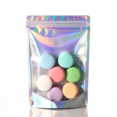 China Custom Plastic Food Grade Moisture Proof Stan Resealable Zip Lock Holographic Foil Laser Bags Packaging for sale