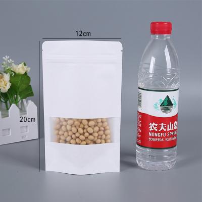 China Recycled Custom Printed Materials Wholesale Clear Window Compostable Holder Up Brown Unprinted Paper Zipper Pouch Kraft Paper Bag For Snack Packing for sale