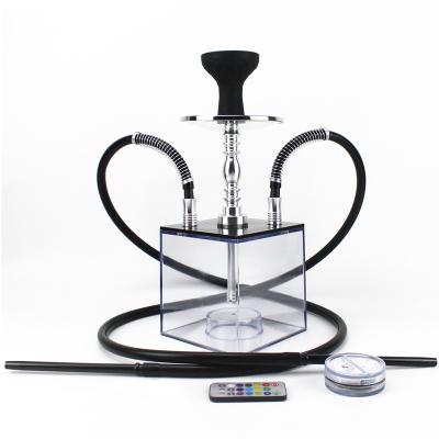 China Hot selling ALLOY hookah set square body two pipe style hookah acrylic shisha 1 buyer for sale