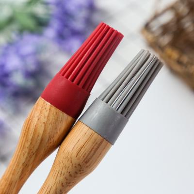 China Easily Cleaned High Temperature Resistant Rubber Wooden Handle Silicone Oil Wood Brush Baking Special BBQ Brush for sale