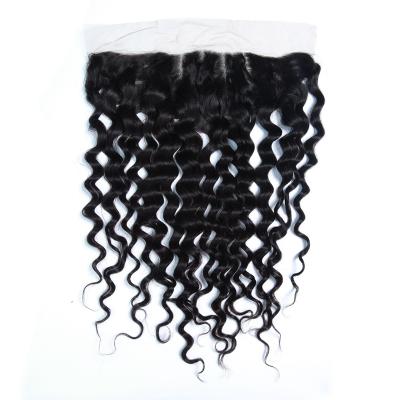 China Swiss Lace New Arrivals Ear To Ear Lace Frontal Deep Wave Pre-plucked Cheap Hair 13x4 Lace Headband for sale