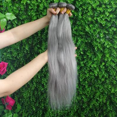 China Cheap Brazilian Silky Straight Wave Weave Bundles Grade 12A Hair Bundles And Closure Gray Malaysian Straight Hair 1B Gray Virgin Hair for sale