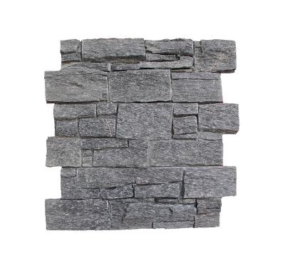 China Modern High Quality Cement Culture Stone Black Quartz Stone For Wall Cladding for sale