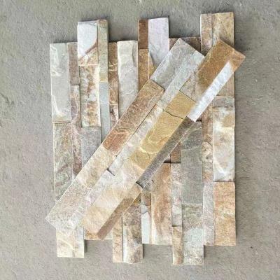 China Modern Yellow Shale Wood Cladding Slate Back Concrete Shale Bricks Wall Stone Veneer for sale