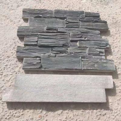 China Culture Slate Wall Stone Cement Cladding Modern Black Slate Wall Stone Tiles Back for sale