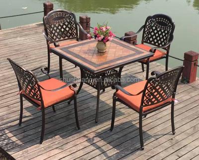 China Nice Water Proof Design Cast Metal Dining Chair Furniture Chair Outdoor Garden Armchairs for sale