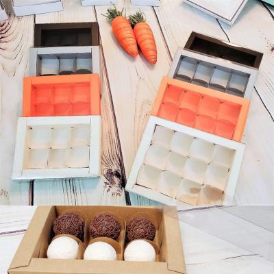 China Recyclable Window Chocolate Mix Cookie Candy Sweet Macaron Cookie Cake Packaging Gift Box with 6/12 Grids Insert Paper Dividers for sale