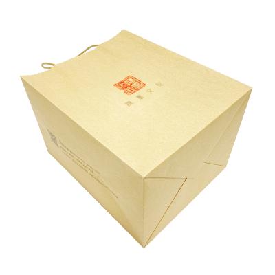 China Brownsmall Recyclable Paper Bags With Ribbon Handle Boutique Paper Shopping Bag For Food Caterer for sale