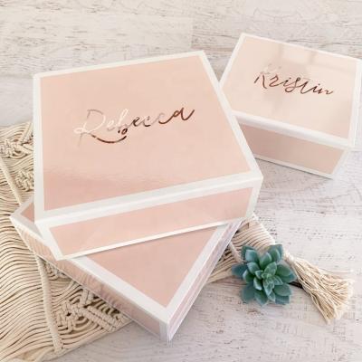 China Recyclable Custom Printed Cardboard Paper Wedding Gift Box Rose Gold Magnetic Gift Box for sale