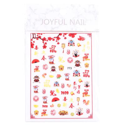 China TSZS Plastic 2020 New Arrive New Year Lucky Nail Art Stickers Red Nail Decorations Chinese Supplier for sale