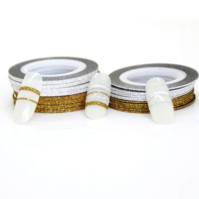 China Easy Apply Gold and Silver Line Glitter Striping Tape Laser Nail Art Tips Decoration Sticker for sale