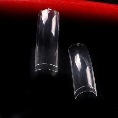 China TSZS Hot Sale 500pcs French Design Artificia Nails Transparent Smile Curved Half Cover Square Shape Nail Tips Wholesale for sale