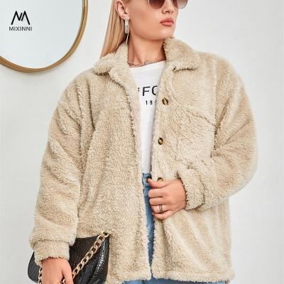 China MXN viable 1327 plus size women's Korean version women's tops, loose furry lapel shorts jacket for women, fashion plus size women's coats for sale