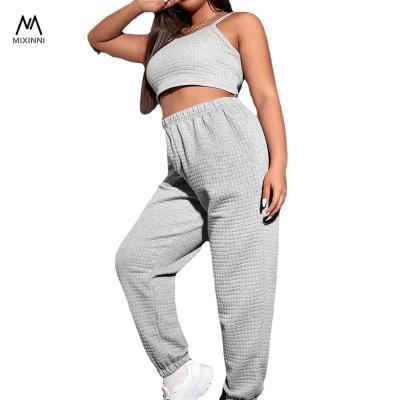 China MXN 1336 Custom Made Women's Plus Size 2 Piece Set Viable, Women's Suspenders Short Top And Motion Pants, Women Plus Size Clothes Set for sale