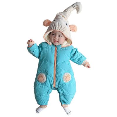 China Polyester/Cotton Wholesale Thick Hooded Romper Down Jacket For Newborn Baby One Piece For Boys And Girls for sale