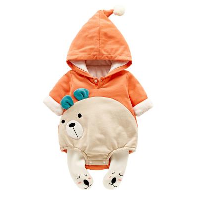 China Polyester / Cotton Baby Winter Newborn Hoodie Clothes Babies Outfits Thickening New Winter Outwear Rompers 3M-12m Clothing Set for sale