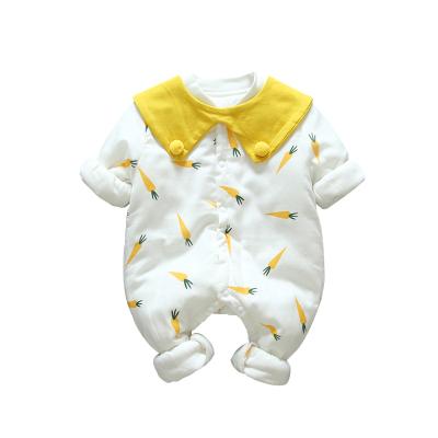 China High Quality Baby Carrot Print Newborn Soft Warm Quilted Clothes Thickening Baby Padded Rompers For Winter BBN-134 for sale