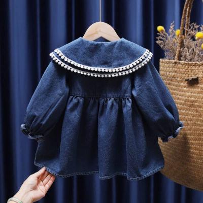 China New Arrival Regular Excellent Quality Summer Newborn Baby Girl's Navy Smocks Ruffles Cotton Kids Clothes for sale