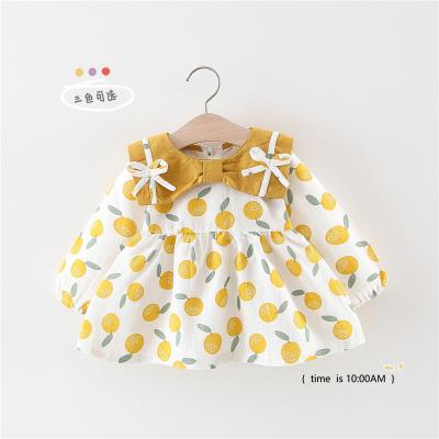 China Summer Baby Formal Dress Baby Peach Printing Regular Princess Dress Wholesale for sale