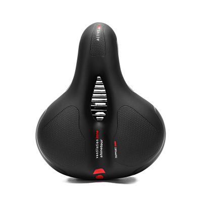 China Durable Wide Elastic Polyurethane Saddle Bicycle Mountain Seat Cushion Saddle Cycling Seat With Warning Reflective Mark for sale