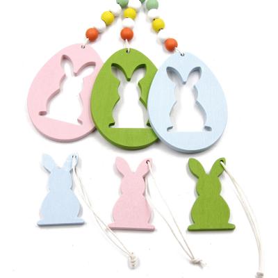 China Wooden White Happy Easter Sign Bunny Rabbit Decoration Spring Ornaments Party Decoration New Product Easter For Garden Decoration for sale