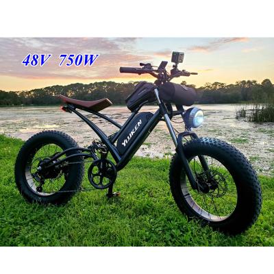 China Steel 48v 750w Mario Retro Plus Beach Electric Bicycle Bafang Rear Hub Motor 20 Inch E Retro Bicycle for sale