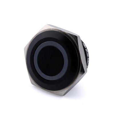 China 12mm Push Button Oxidation Aluminum Reset Metal Soft Touch Black Housing Momentary Switch With 2 Terminal 25mm for sale