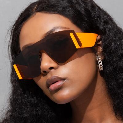 China Fashion Sunglasses Oversized Rimless One Piece Unique Shape Sunglasses Shape Women Shade for sale