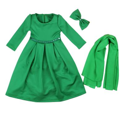 China Washable Hot Sale Islamic Girl's Long Sleeve Dress 1T-6T Kids Abaya With Hijabs for sale