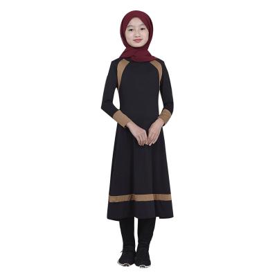 China 2018 New Arrivals Luxury Simply Color Muslim Kids Abaya Long Sleeve Islamic Dress Girls Kaftan for sale