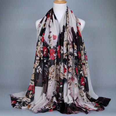 China Hijab 180*90CM Style New Fashion Style Floral Printed Feeling Scarf Fashion Soft Smooth Turkish Muslim Shawl for sale