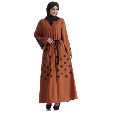 China Casual Elegant Dubai Front Open Abaya Dress Long Sleeve Islamic Clothing for sale